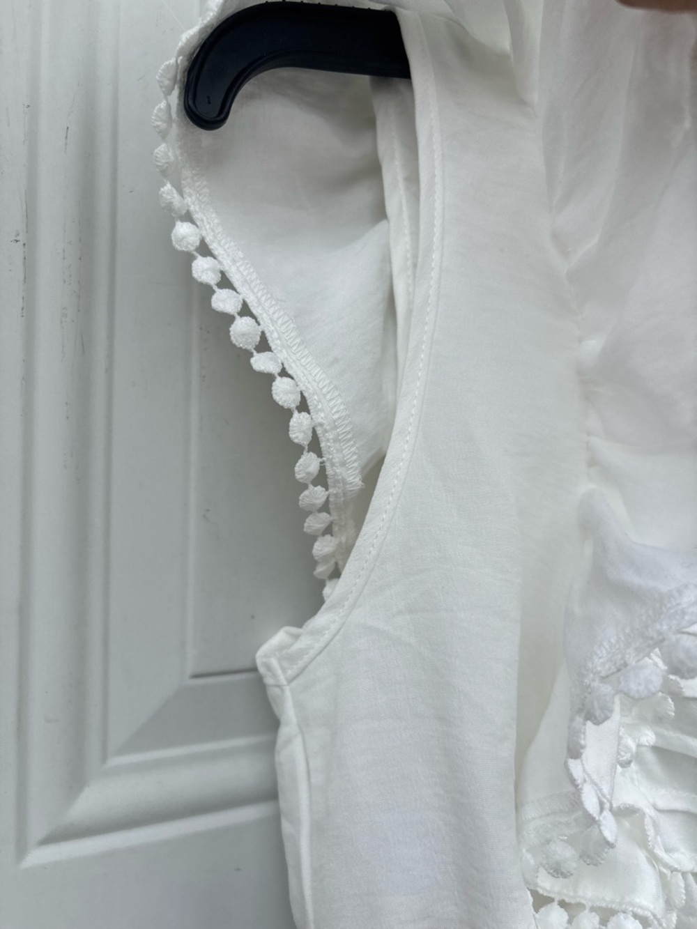 White Ruffled Tie-Front Crop Top - Picture 3 of 6
